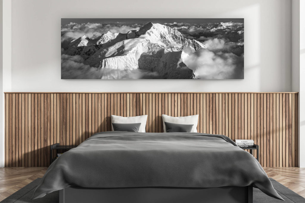 décoration murale chambre adulte moderne - intérieur chalet suisse - photo montagnes grand format alpes suisses - Panorama mont-blanc megève