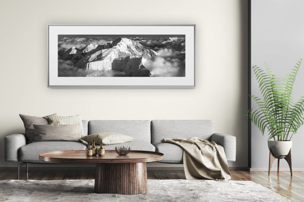 tableau montagne grand format - décoration murale salon moderne - Panorama mont-blanc megève