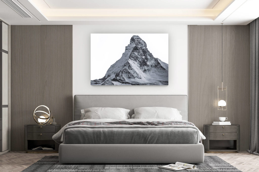 décoration murale chambre design - achat photo de montagne grand format - Photo de montagne du sommet de l'arête Suisse du Hornli après une tempête de neige