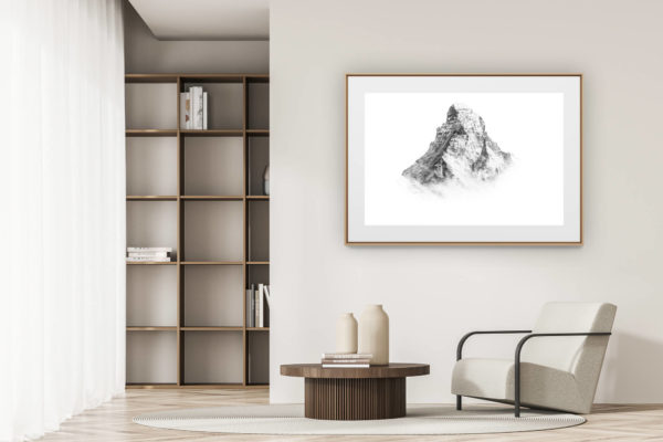 déco tendance salon moderne - photo montagne noir et blanc grand format - Photos Valais Suisse- Vallée de Zermatt- Matterhorn