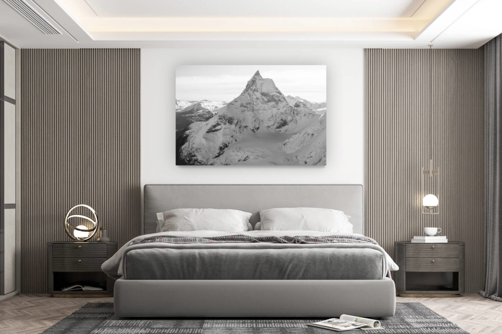décoration murale chambre design - achat photo de montagne grand format - Matterhorn photos noir et blanc - encadrement photo professionnel des Alpes suisses et de l'arrête du Lion depuis la tête du Lion