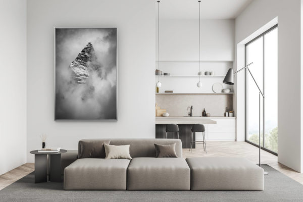 décoration salon suisse moderne - déco montagne photo grand format - cervin dans les nuages