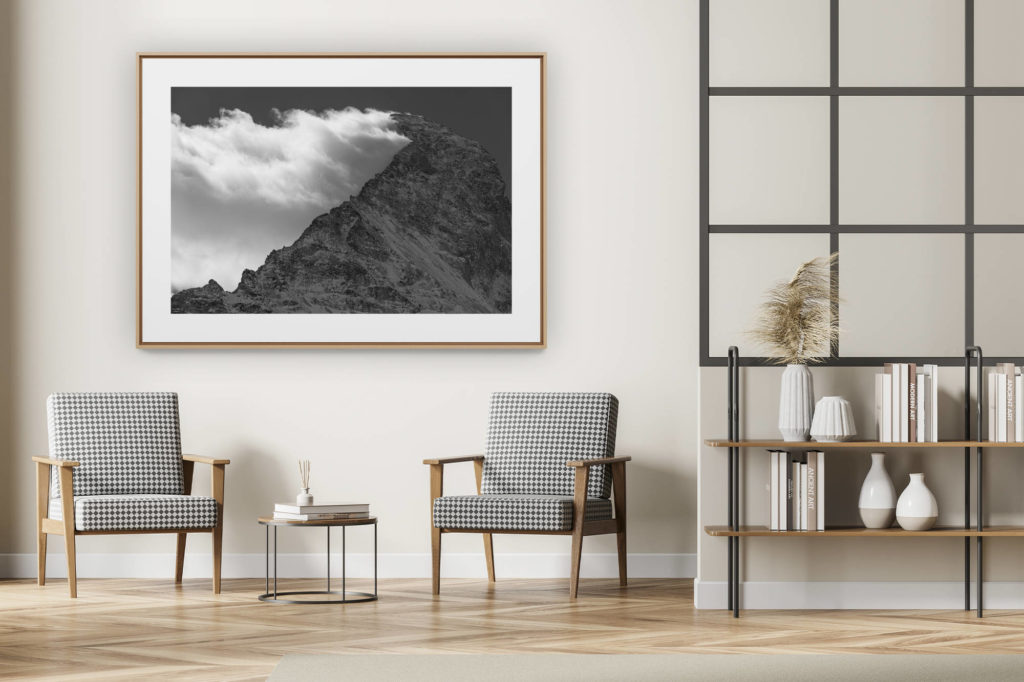 décoration intérieur moderne avec photo de montagne noir et blanc grand format - Photo Matterhorn - Cervin depuis Stafelalp