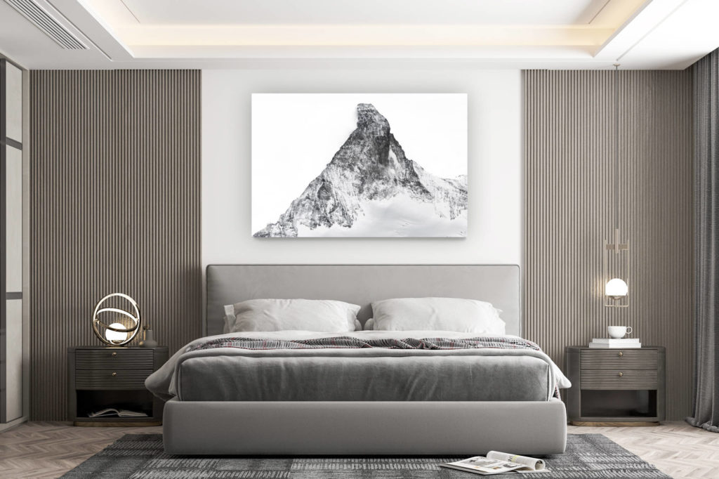 décoration murale chambre design - achat photo de montagne grand format - Mont Cervin Sommet montagneux des Alpes Suisses Matterhorn north Face - zermatt matterhorn en noir et blanc