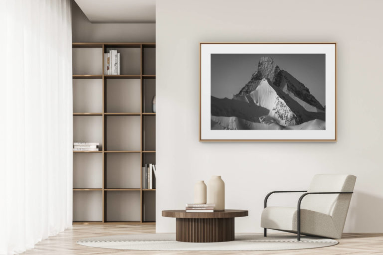 déco tendance salon moderne - photo montagne noir et blanc grand format - Photo de montagne - Photo alpes - Matterhorn - Obergabelhorn