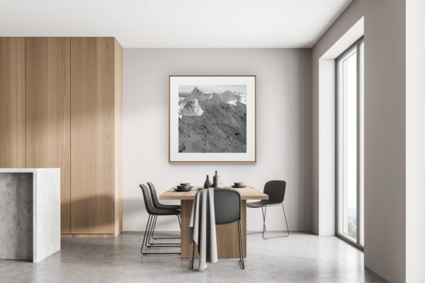 décoration moderne cuisine rénovée chalet suisse - photo de montagne - Photo de montagne en noir et blanc - Matterhorn - Obergabelhorn - Val d'Hérens