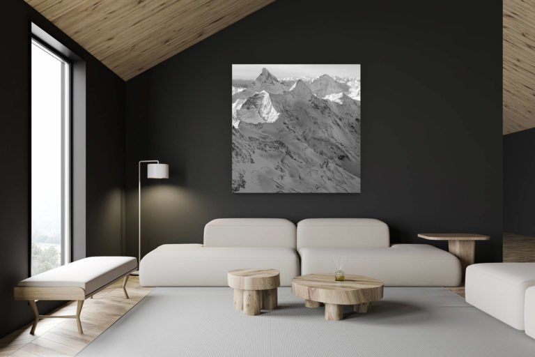 architecte intérieur rénovation chalet suisse - photo montagne grand format - Photo de montagne en noir et blanc - Matterhorn - Obergabelhorn - Val d'Hérens