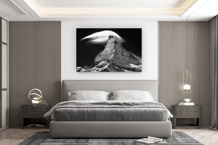 décoration murale chambre design - achat photo de montagne grand format - Mont cervin Photo - Photo noir et blanc de Matterhorn