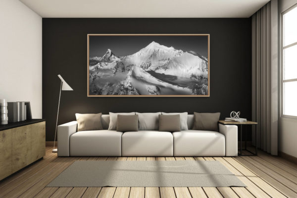 déco salon chalet rénové de montagne - photo montagne grand format -  - Weisshorn - Alpes suisses sommets - Photos de montagne Crans Montana