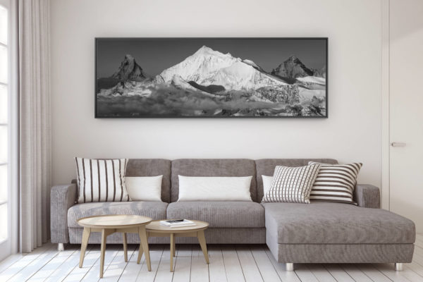 décoration murale design salon moderne - photo montagne grand format - Photo vue Panoramique Dent blanche Valais Alpes Matterhorn