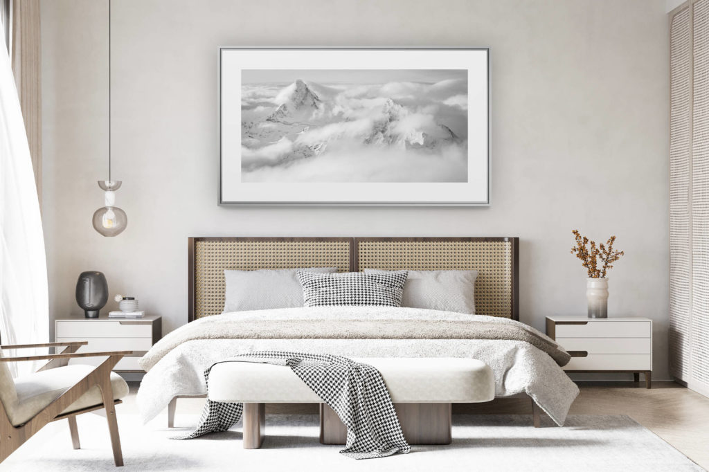 déco chambre chalet suisse rénové - photo panoramique montagne grand format - Panorama montagne Matterhorn - Photo panoramique Zinalrothorn montagne dans les Alpes