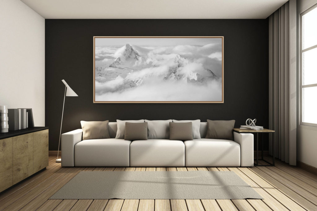 living room decoration renovated mountain chalet - mountain photo large size - - Panorama mountain Matterhorn - Panoramic photo Zinalrothorn mountain in the Alps