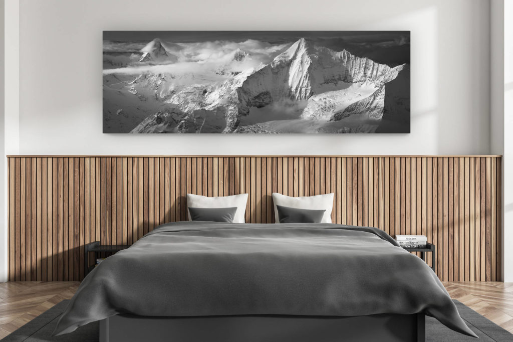 wall decoration adult room modern - interior swiss chalet - photo mountains large size swiss alps - Photo mountain Switzerland panoramic Matterhorn - Zinalrothorn - Weisshorn - Zermatt Engadine