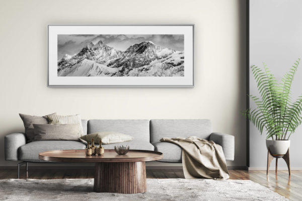 tableau montagne grand format - décoration murale salon moderne - Image panoramique montagne Mont Cervin -