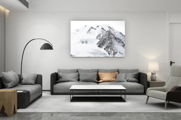 décoration salon contemporain suisse - cadeau amoureux de montagne suisse - Sommet des Alpes et Massif montagneux suisse - Dom des Mischabels, Saas-Fee et Zermatt