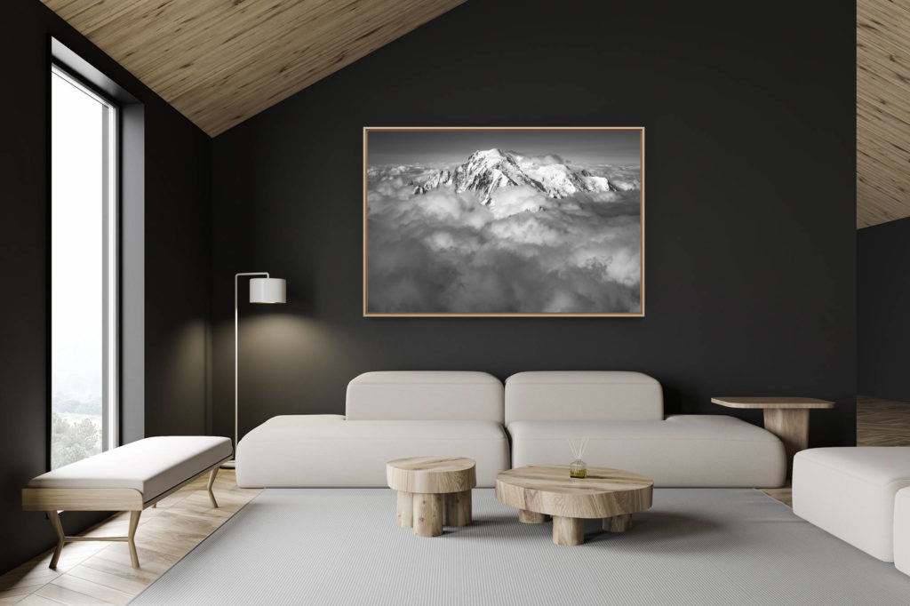 décoration chalet suisse - intérieur chalet suisse - photo montagne grand format - photo montagne noir et blanc - massif du mont-blanc - photo artistique montagnes des alpes