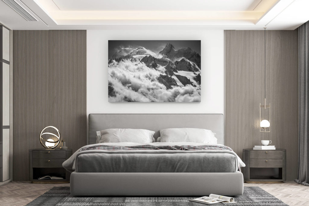 décoration murale chambre design - achat photo de montagne grand format - Val de Bagnes - Photo du mont blanc vu de verbier - Photo montagne massif du Mont Blanc