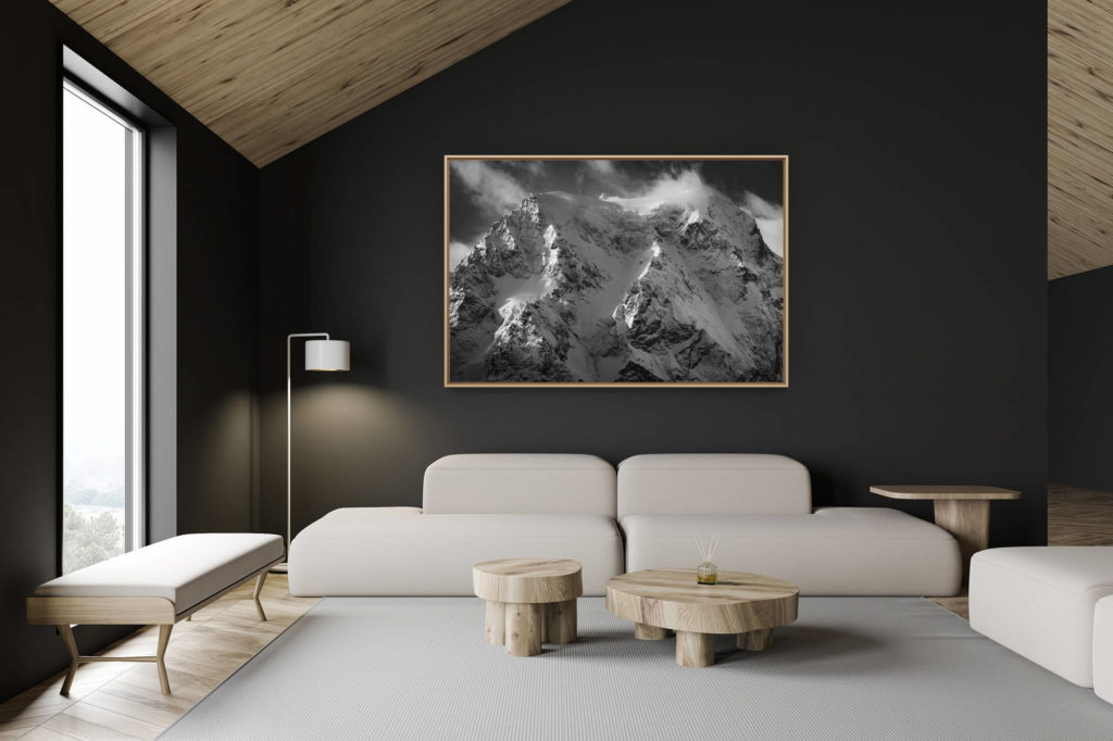 swiss chalet decoration - swiss chalet interior - large size mountain picture - Val d&#039;hérens -Mountain landscape picture Mont Collon