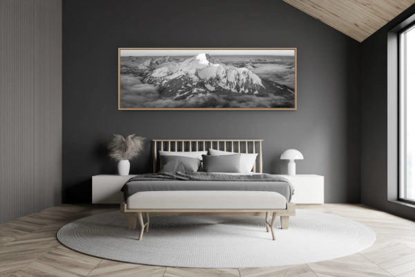 décoration chambre adulte moderne dans petit chalet suisse- photo montagne grand format - Photo panoramique du Mont de Grange - Photo de montagne Châtel