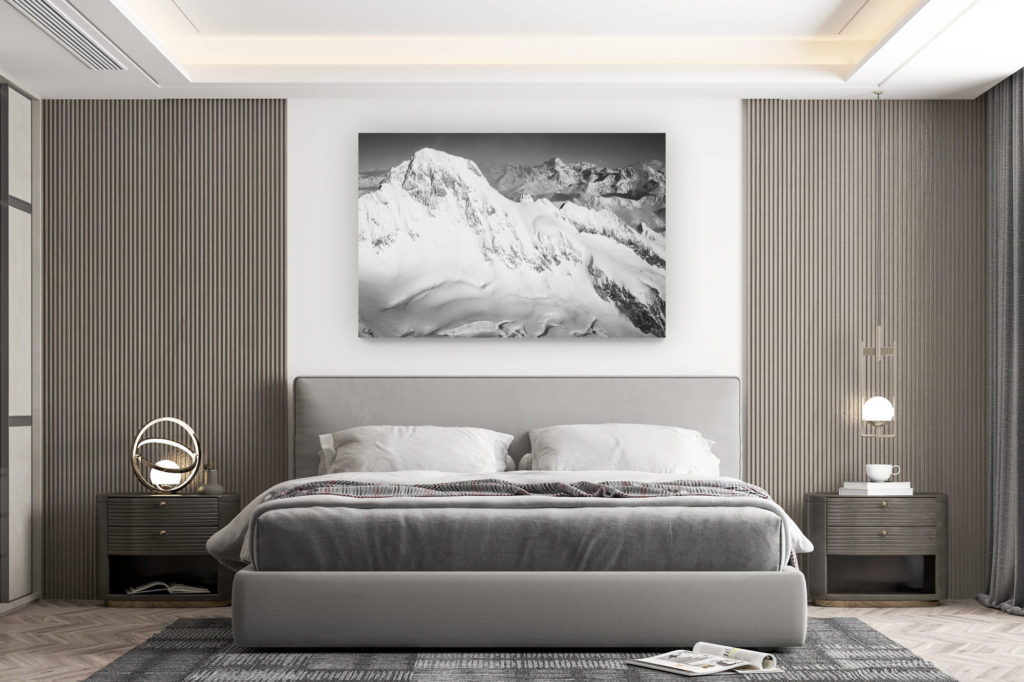 décoration murale chambre design - achat photo de montagne grand format - Mont Dolent - photo noir et blanc montagne suisse et d'un glacier de montagne - Grand Combin et verbier