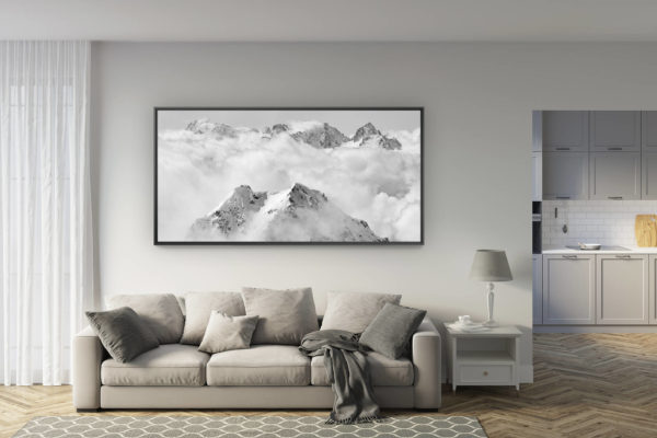 déco salon rénové - tendance photo montagne grand format - Val de Bagnes - Photo du mont blanc vu de verbier - Image montagne massif du Mont Blanc