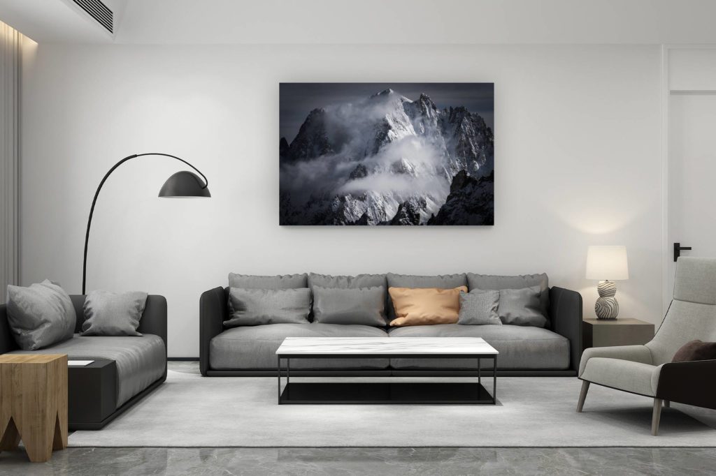 décoration salon contemporain suisse - cadeau amoureux de montagne suisse - Massifs du mont blanc enneigés - Aiguille Verte