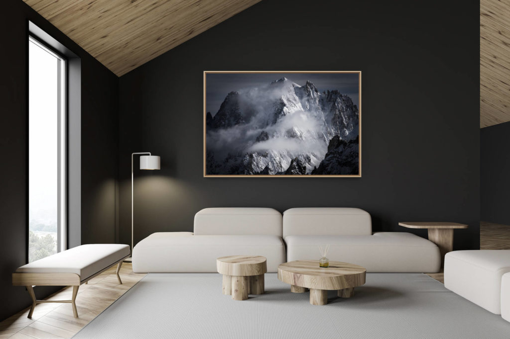décoration chalet suisse - intérieur chalet suisse - photo montagne grand format - Massifs du mont blanc enneigés - Aiguille Verte