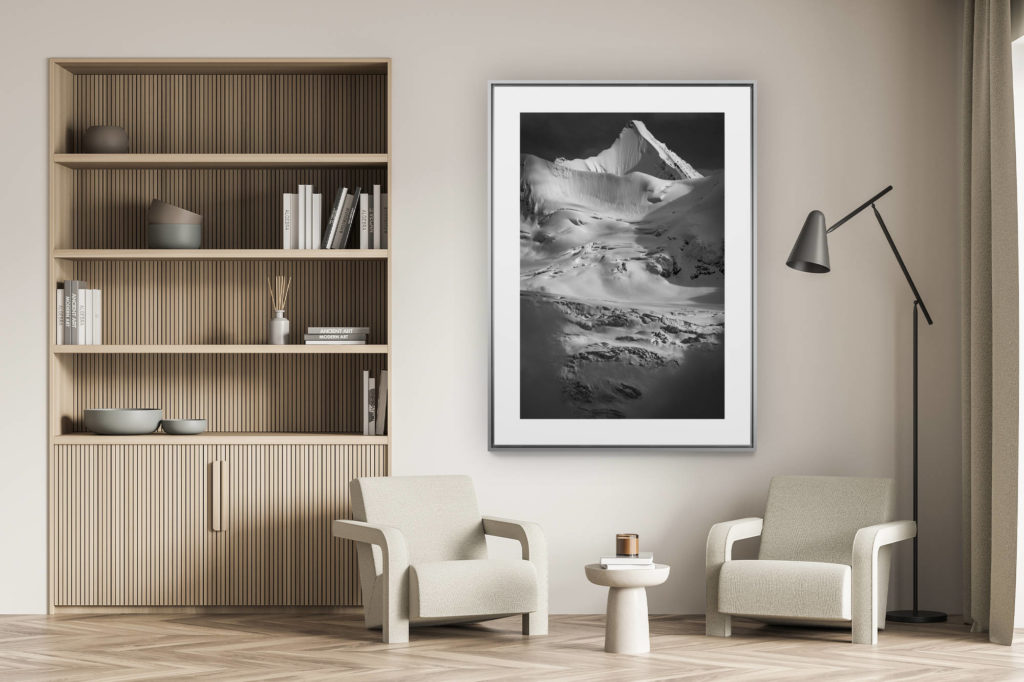 décoration murale salon - photo montagne alpes suisses noir et blanc - Photo alpes suisses Val d'Anniviers