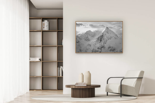 décoration appartement moderne - art déco design - Ober gabelhorn - Photo montagne noir et blanc Crans-Montana