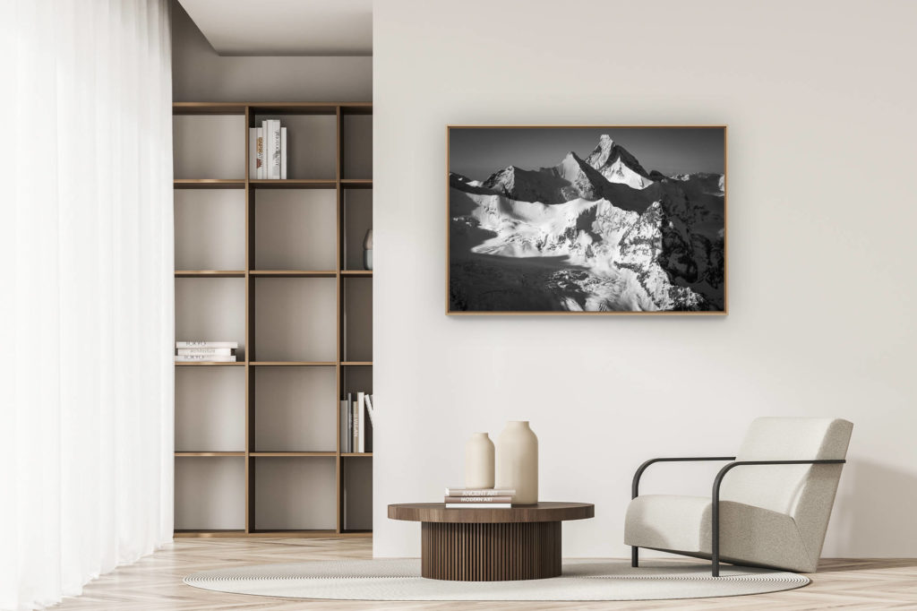 décoration appartement moderne - art déco design - photo montagnes val d'anniviers en hiver - tirage de montagne grand format