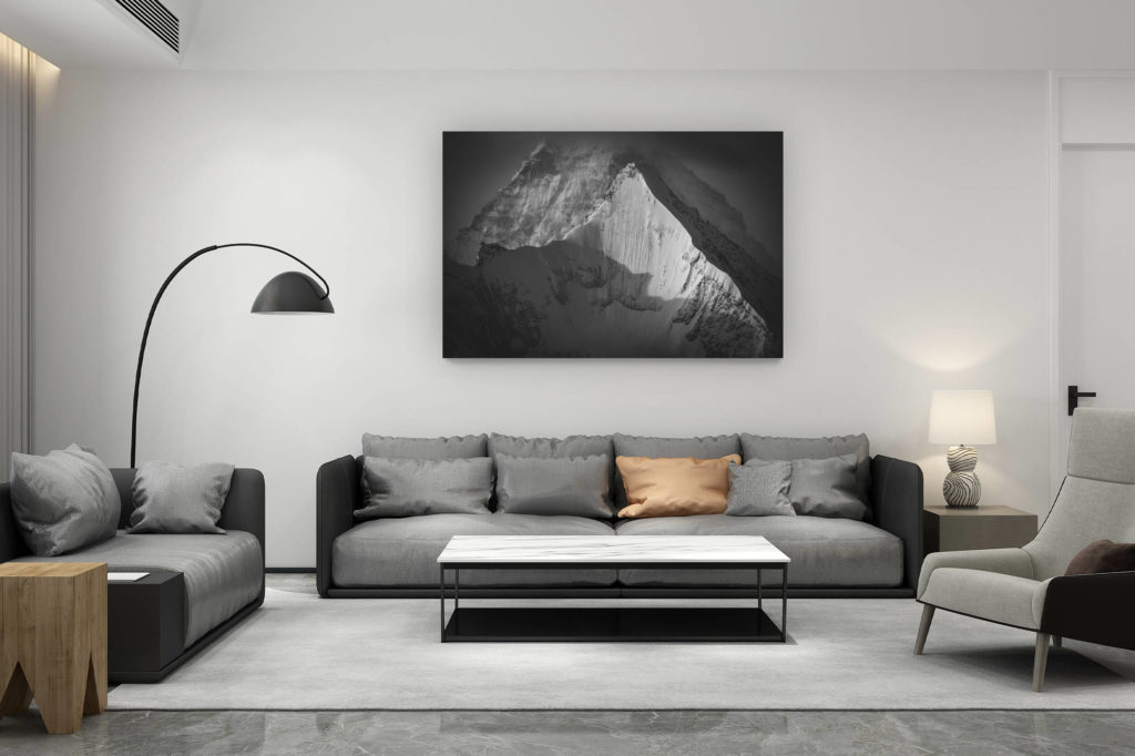 zeitgenössische Wohnzimmerdekoration aus der Schweiz - Geschenk für Schweizer Bergfreunde - Obergabelhorn Nordwand - Matterhorn