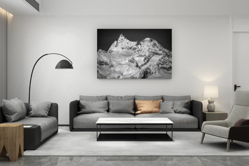 zeitgenössische Wohnzimmerdekoration aus der Schweiz - Geschenk für Schweizer Bergfreunde - Bilder Berge Wallis Schweiz Zermatt - Obergabelhorn Wellenkupe
