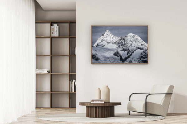 décoration appartement moderne - art déco design - Obergabelhorn Wellenkupe - paysage de montagne sous la neige  à Zermatt - Alpes Valaisannes et voie normale de l'Obergabelhorn
