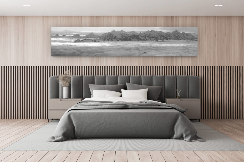 bedroom wall decor - black and white mountain picture - Mountain panorama - The bernese alps in black and white