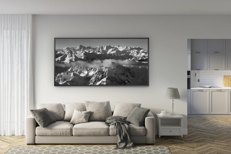 déco salon rénové - tendance photo montagne grand format - Photo panoramique des alpes bernoises - Vue sur les alpes bernoises depuis la région du Susten - Les montagnes de l'Oberland - Vue sur le sommet du Krönten