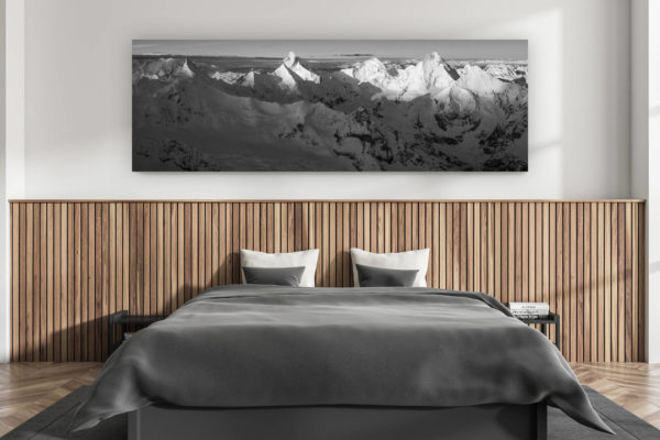 wall decoration adult room modern - interior swiss chalet - photo mountains large size swiss alps - framed photo imperial crown of Zinal - decoration mountain chalet atmosphere