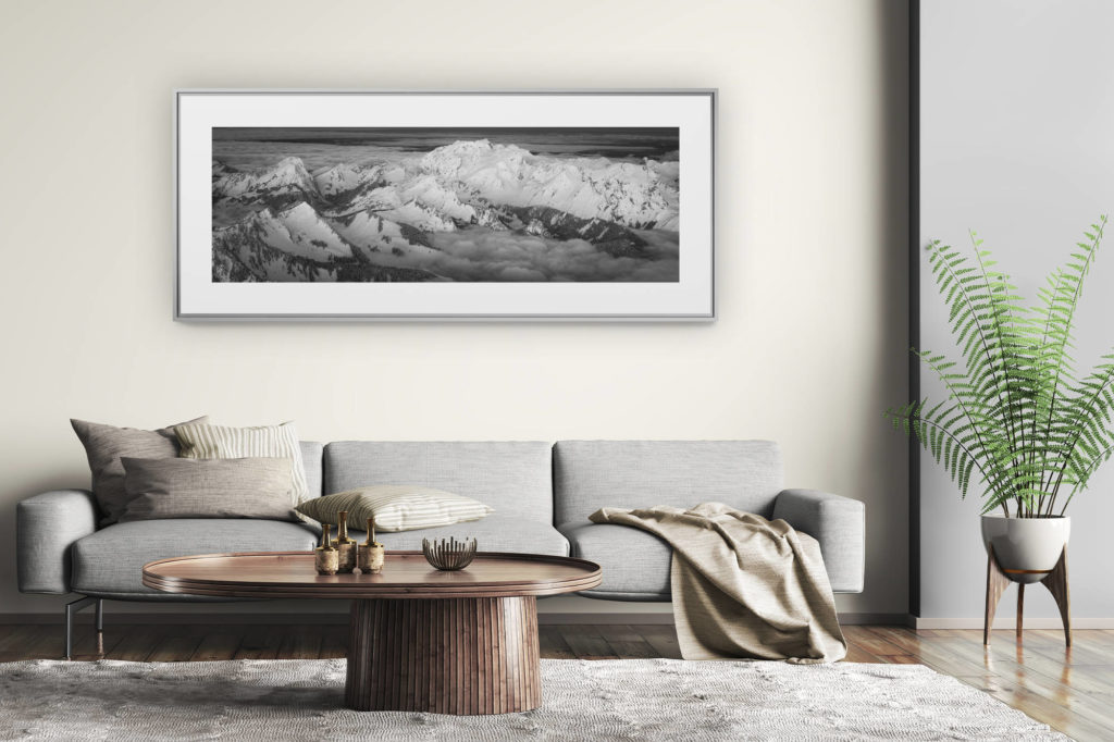 Wandbild Berge im Großformat - Wanddekoration modernes Wohnzimmer - Panoramafoto auf den Cornettes de Bise im Chablais - Grenzfoto zwischen Schweden/Frankreich oberhalb von Torgon und Châtel