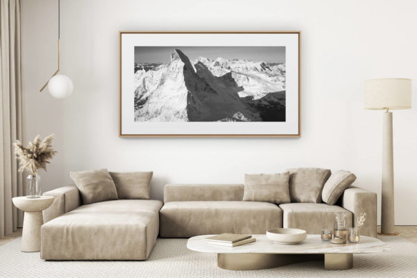 décoration salon clair rénové - photo montagne grand format - montagne panorama matterhorn - vue panoramique montagne Alpes Suisses