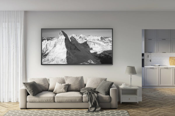 déco salon rénové - tendance photo montagne grand format - montagne panorama matterhorn - vue panoramique montagne Alpes Suisses