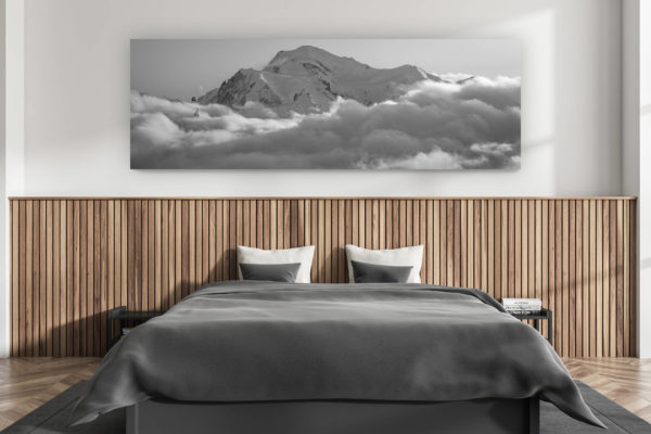 modern adult bedroom wall decor - swiss chalet interior - large size mountain picture swiss alps - panoramic mountain view black and white mountain - Mountains in the clouds