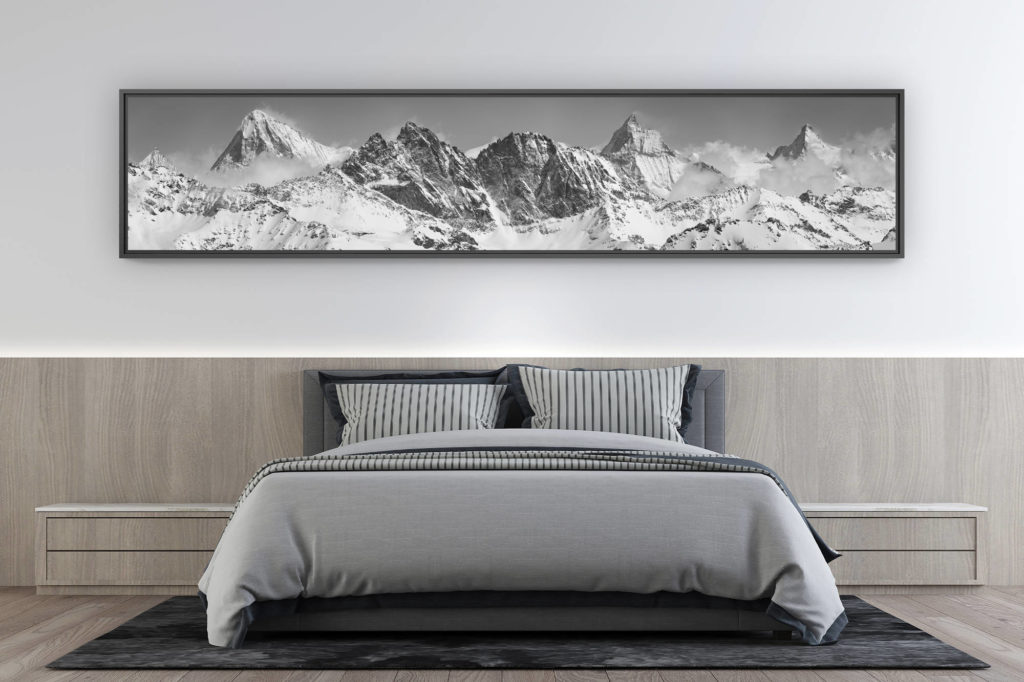 photo de montagne grand format  - décoration intérieur chambre moderne - Panorama de haute montagne du Mont Fort -  Photo à encadrer d'un tableau photo de montagne