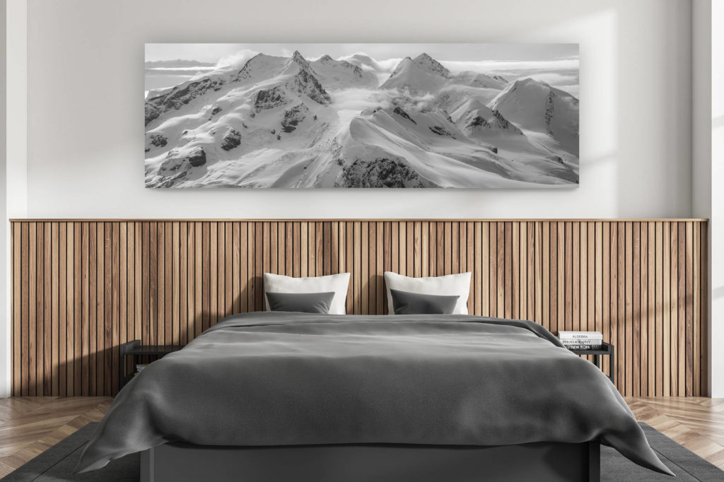 décoration murale chambre adulte moderne - intérieur chalet suisse - photo montagnes grand format alpes suisses - Photo paysage de montagne et vue panoramique d'un paysage de Zermatt Monte Rosa Breithorn, Castor