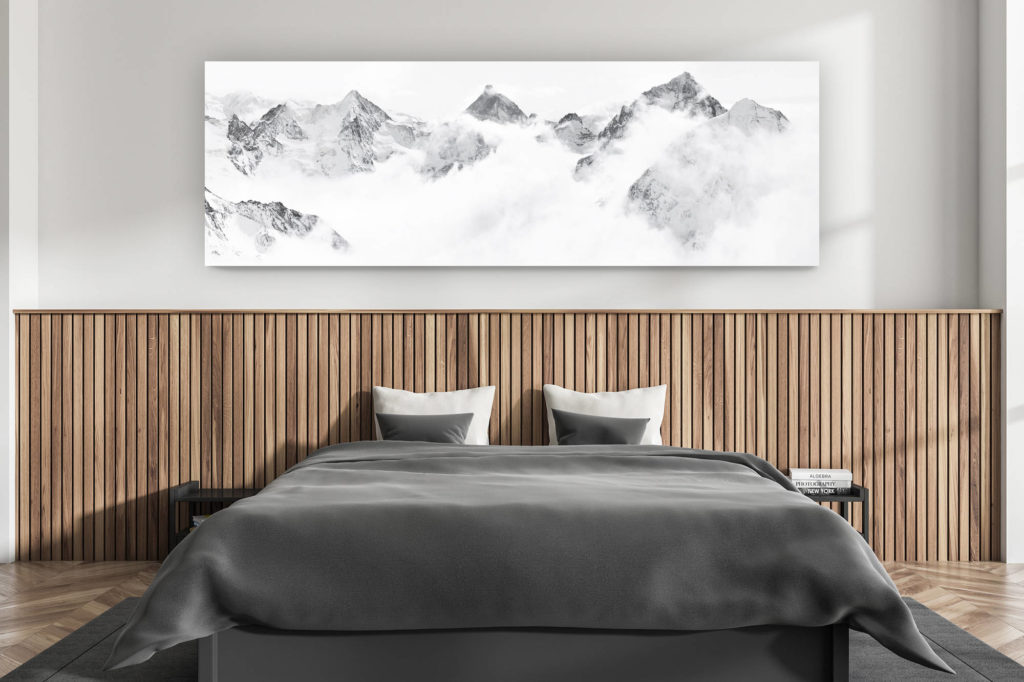 décoration murale chambre adulte moderne - intérieur chalet suisse - photo montagnes grand format alpes suisses - Couronne impériale de Zinal - Photo de montagne en hiver - Photo encadrée d'un panorama de massif montagneux