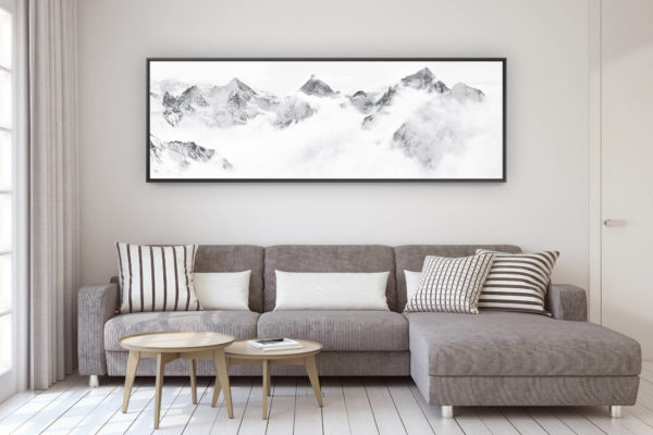 décoration murale design salon moderne - photo montagne grand format - Couronne impériale de Zinal - Photo de montagne en hiver - Photo encadrée d'un panorama de massif montagneux