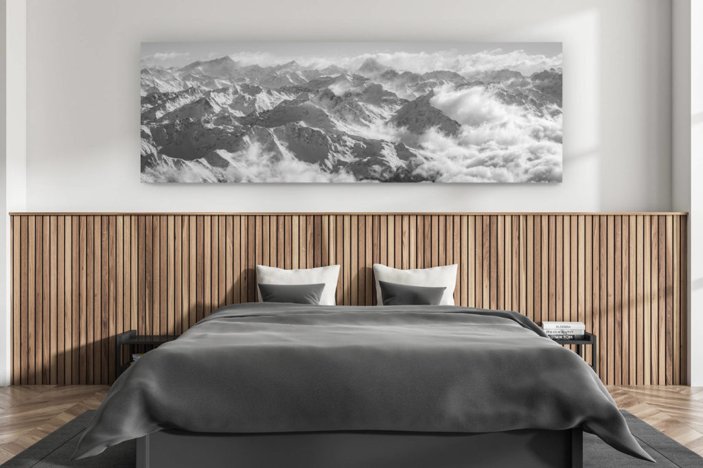 Wanddekoration modernes Erwachsenenzimmer - Inneneinrichtung Schweizer Chalet - großformatiges Bergfoto Schweizer Alpen - Verbier Panorama - Verbier ski - Panorama-Bergposter