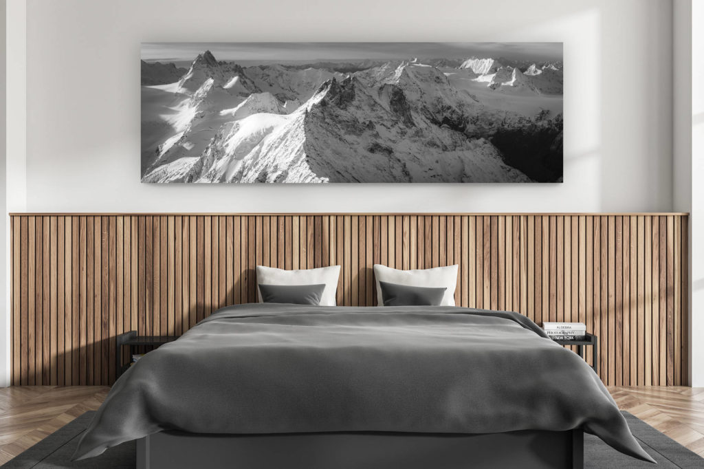 décoration murale chambre adulte moderne - intérieur chalet suisse - photo montagnes grand format alpes suisses - photo panoramique montagne suisses - photo montagnes val d'hérens - photo valais