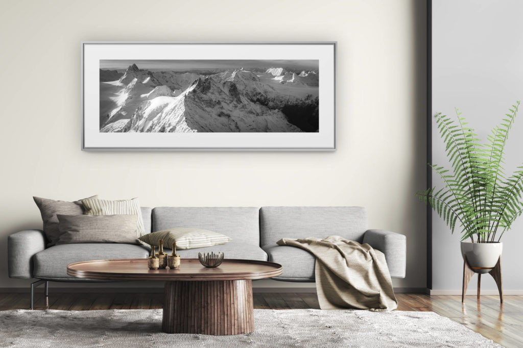 tableau montagne grand format - décoration murale salon moderne - photo panoramique montagne suisses - photo montagnes val d'hérens - photo valais