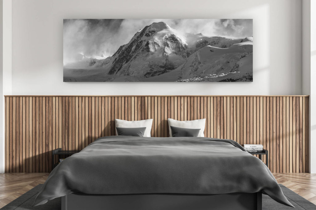 décoration murale chambre adulte moderne - intérieur chalet suisse - photo montagnes grand format alpes suisses - Panorama de montagne enneigée en hiver dans les Alpes Valaisannes de Zermatt