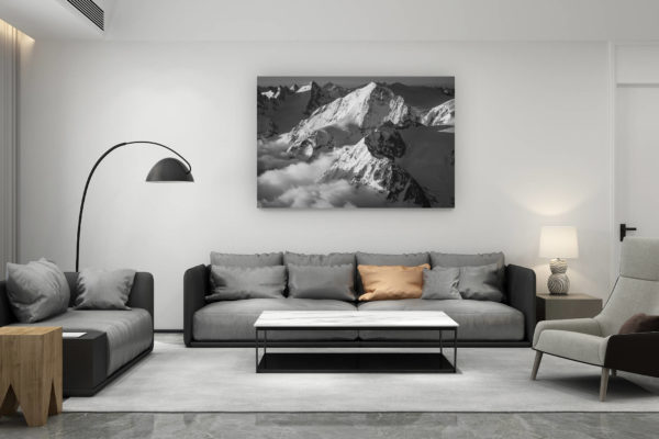 décoration salon contemporain suisse - cadeau amoureux de montagne suisse - Val d'hérens - image montagne Alpes Pigne d'Arolla, Evèque