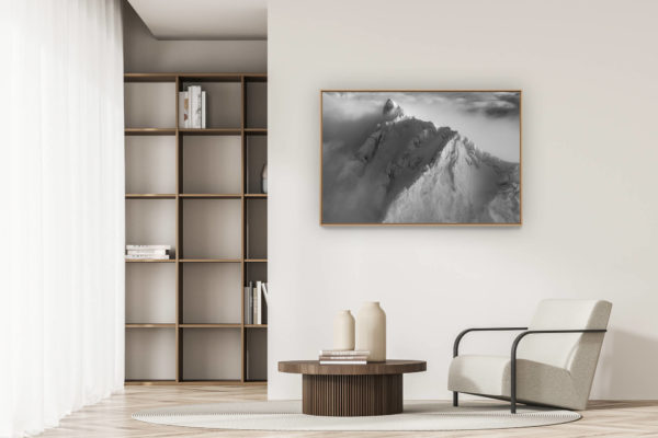 décoration appartement moderne - art déco design - piz badile north face - L'Engadine : Image montagne noir et blanc - Silvaplana photo
